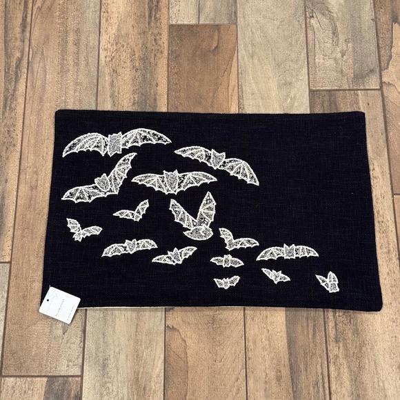 Beaded Bat Embroidered Lumbar Pillow - PB - Picture 5 of 8